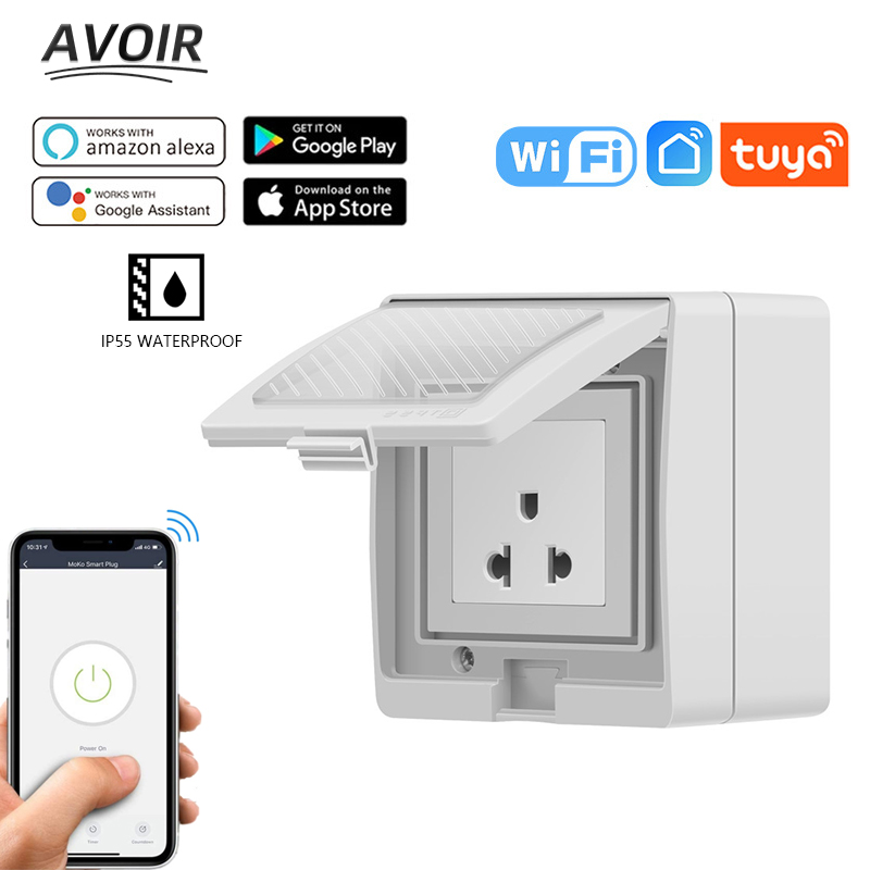 Outdoor Power Outlet With Remote Control - Prise électrique intelligente Tuya, étanche IP55,