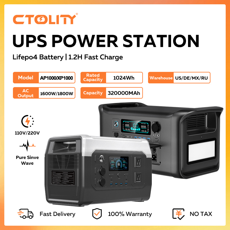 Outdoor Power Source - Centrale Électrique Portable CTOLITY 1800W, Batterie