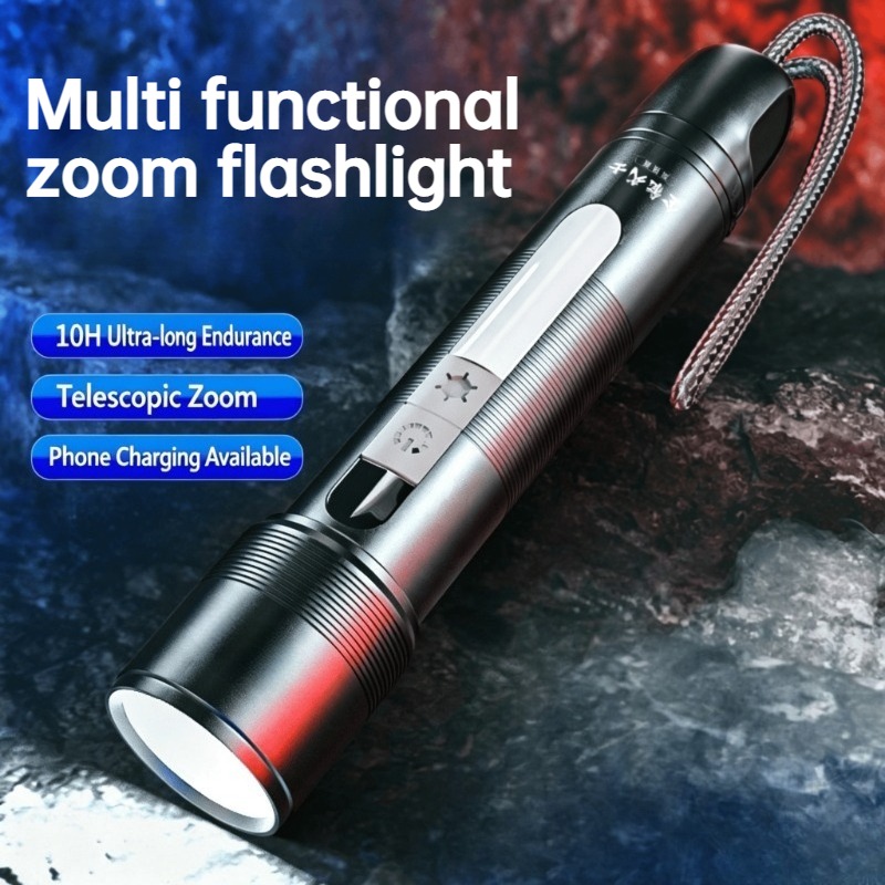 Outdoor Powerbank - Lampe torche LED multifonctionnelle, zoomable, lumière