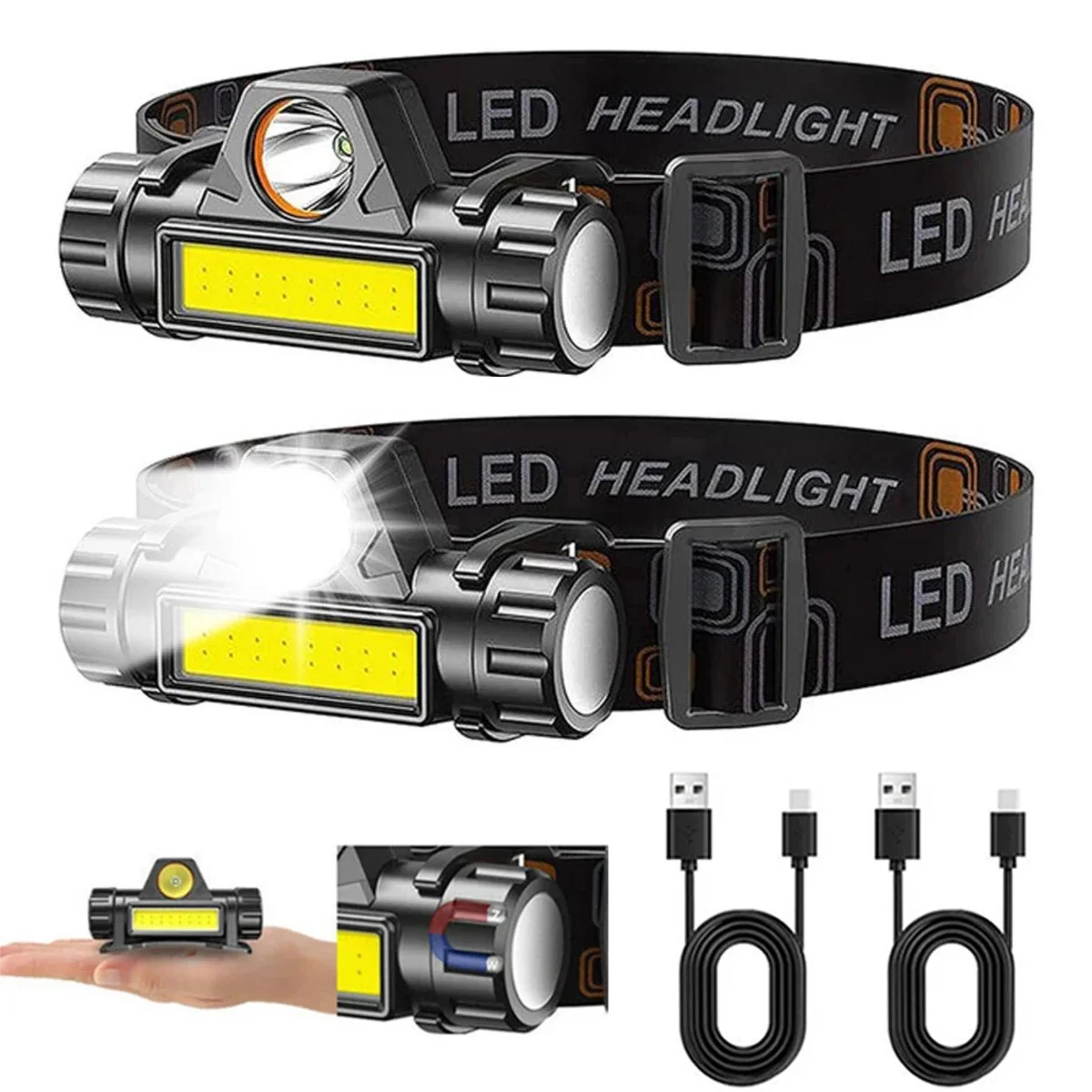 Outdoor Power Head - 1-3 pièces Rechargeable COB LED phare