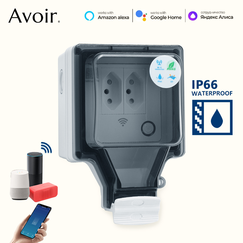 Outdoor Power Outlet With Remote Control - Avoir-Prise intelligente WiFi Tuya, IP66, extérieur,