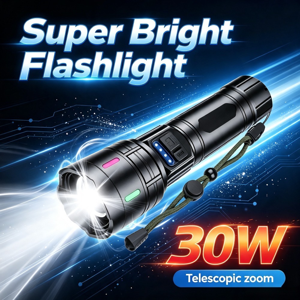 Outdoor Use Power Strip - Lampe torche LED blanche super puissante,